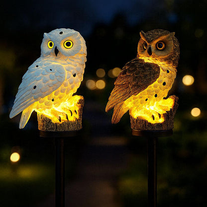 Садовий ліхтар на сонячних батареях "Сова", Коричневий / Газонний світильник / Вуличний ліхтар
