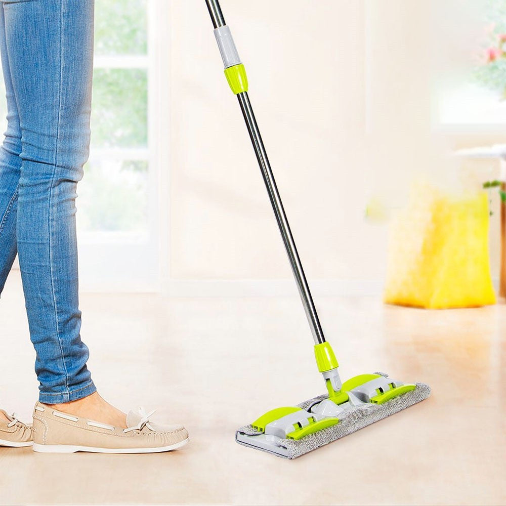 Швабра із затискачами та 2 насадками, Зелений / Швабра для підлоги / Швабра для миття підлоги / Телескопічна швабра