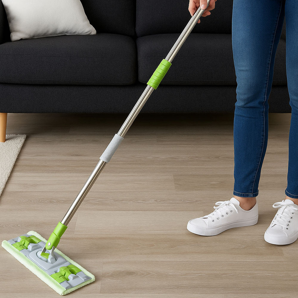 Швабра із затискачами та 2 насадками, Зелений / Швабра для підлоги / Швабра для миття підлоги / Телескопічна швабра