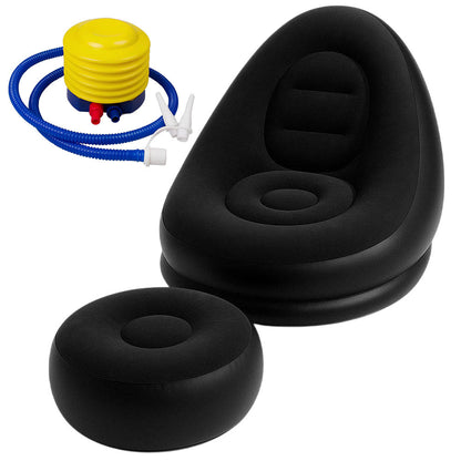 Надувний диван з пуфом Air Sofa - 116х98х83см, Чорний / Надувне крісло з пуфиком