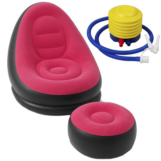 Надувний диван з пуфом Air Sofa - 116х98х83см, Рожевий / Надувне крісло з пуфом