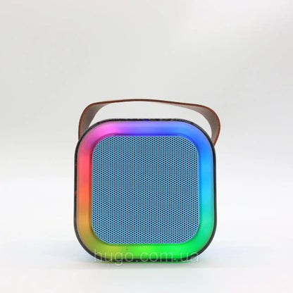 Портативна колонка-караоке з 2 мікрофонами К12, Блакитний / Бездротовий мікрофон з колонкою з підсвічуванням RGB