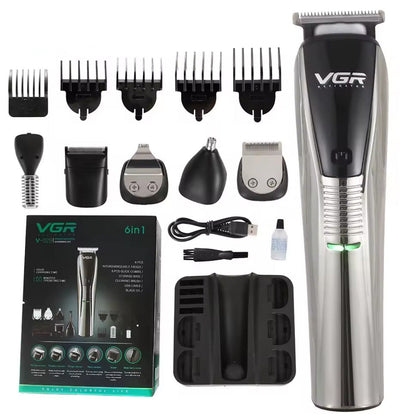 Бездротовий триммер для стрижки 6в1 VGR V-029 / Машинка для стрижки / Тример для бороди / Тример для носа