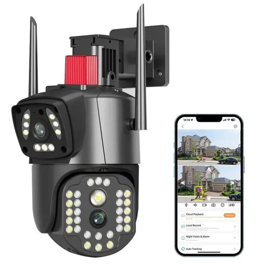 Вулична WiFi камера відеоспостереження 8Мп, 2 об'єктиви / Поворотна камера з датчиком руху