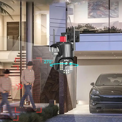 Вулична WiFi камера відеоспостереження 8Мп, 2 об'єктиви / Поворотна камера з датчиком руху