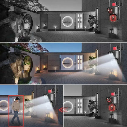 Вулична WiFi камера відеоспостереження 8Мп, 2 об'єктиви / Поворотна камера з датчиком руху