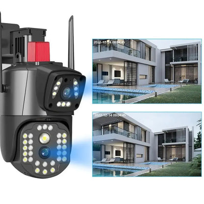 Вулична WiFi камера відеоспостереження 8Мп, 2 об'єктиви / Поворотна камера з датчиком руху