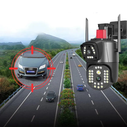 Вулична WiFi камера відеоспостереження 8Мп, 2 об'єктиви / Поворотна камера з датчиком руху