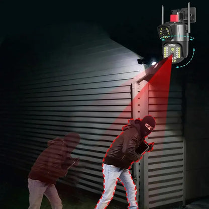 Вулична WiFi камера відеоспостереження 8Мп, 2 об'єктиви / Поворотна камера з датчиком руху