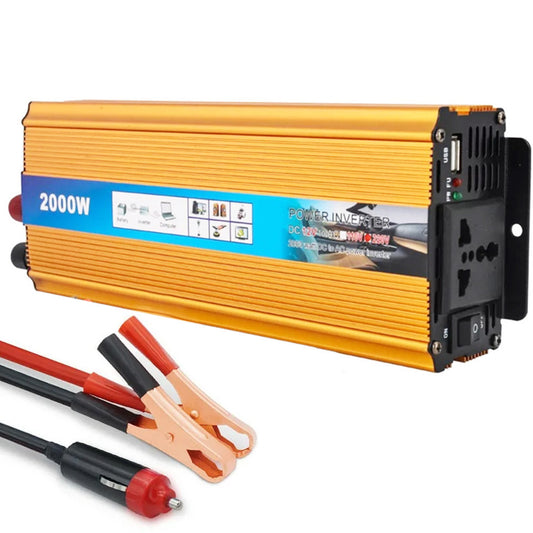 Перетворювач напруги 12-220V, 2000W, з USB + клеми / Автомобільний інвертор перетворювач