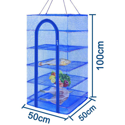 Складна сушарка для риби, грибів та овочів (100х50х50см), 5 ярусів / Підвісна сітка для сушки фруктів