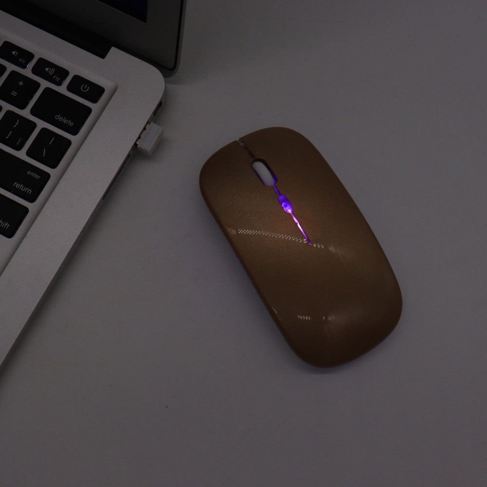 Бездротова миша з RGB підсвічуванням, Bluetooth, 1600DPI, Золотий / Акумуляторна безшумна миша для ПК