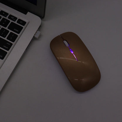 Бездротова миша з RGB підсвічуванням, Bluetooth, 1600DPI, Золотий / Акумуляторна безшумна миша для ПК