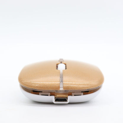 Бездротова миша з RGB підсвічуванням, Bluetooth, 1600DPI, Золотий / Акумуляторна безшумна миша для ПК