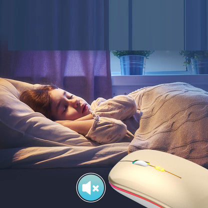 Бездротова миша з RGB підсвічуванням, Bluetooth, 1600DPI, Золотий / Акумуляторна безшумна миша для ПК