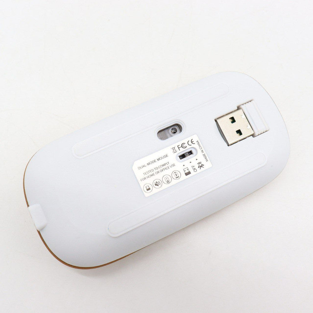 Бездротова миша з RGB підсвічуванням, Bluetooth, 1600DPI, Золотий / Акумуляторна безшумна миша для ПК