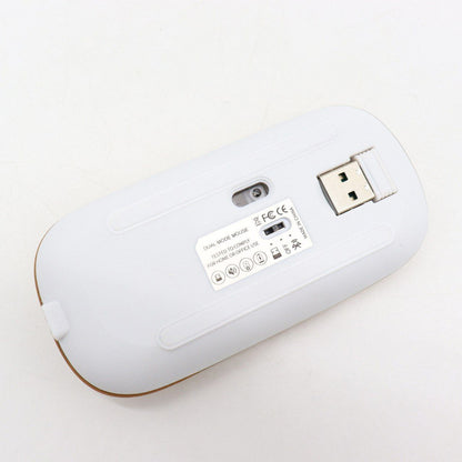 Бездротова миша з RGB підсвічуванням, Bluetooth, 1600DPI, Золотий / Акумуляторна безшумна миша для ПК