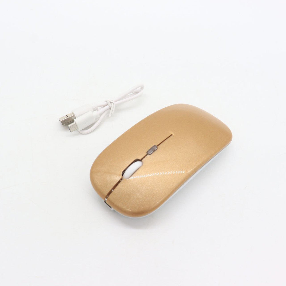 Бездротова миша з RGB підсвічуванням, Bluetooth, 1600DPI, Золотий / Акумуляторна безшумна миша для ПК