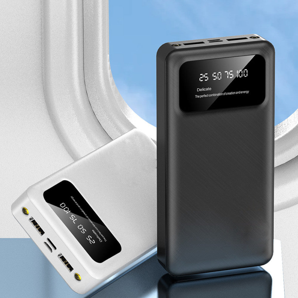 Повербанк на 20000 мАг з ліхтариком, 2хUSB, P-20, Білий / Power Bank / Павер банк зі швидкою зарядкою