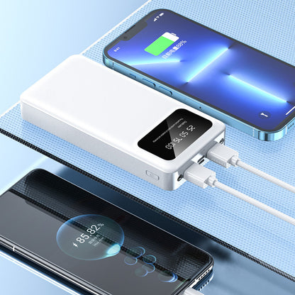 Повербанк на 20000 мАг з ліхтариком, 2хUSB, P-20, Білий / Power Bank / Павер банк зі швидкою зарядкою