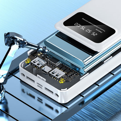 Повербанк на 20000 мАг з ліхтариком, 2хUSB, P-20, Білий / Power Bank / Павер банк зі швидкою зарядкою