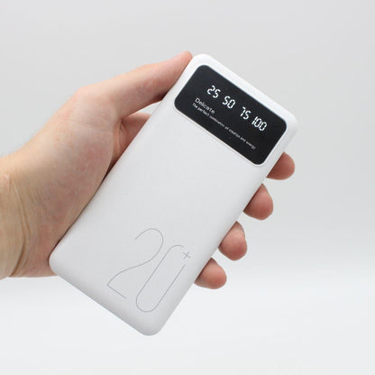 Повербанк на 20000 мАг з ліхтариком, 2хUSB, P-20, Білий / Power Bank / Павер банк зі швидкою зарядкою