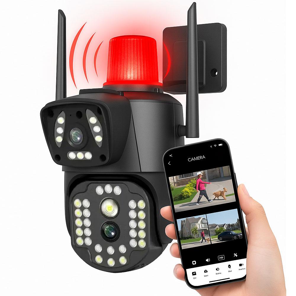 4G камера відеоспостереження вулична, на 2 об'єктиви / Охоронна поворотна IP камера під сім карту