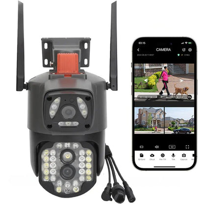 4G камера відеоспостереження вулична, на 2 об'єктиви / Охоронна поворотна IP камера під сім карту