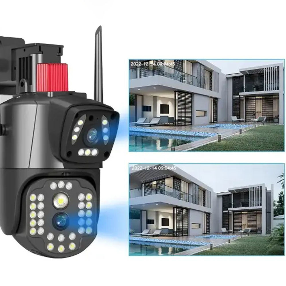 4G камера відеоспостереження вулична, на 2 об'єктиви / Охоронна поворотна IP камера під сім карту