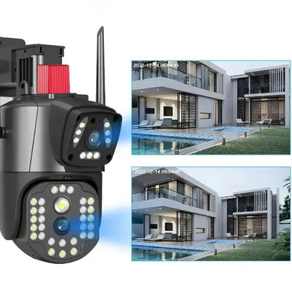 4G камера відеоспостереження вулична, на 2 об'єктиви / Охоронна поворотна IP камера під сім карту