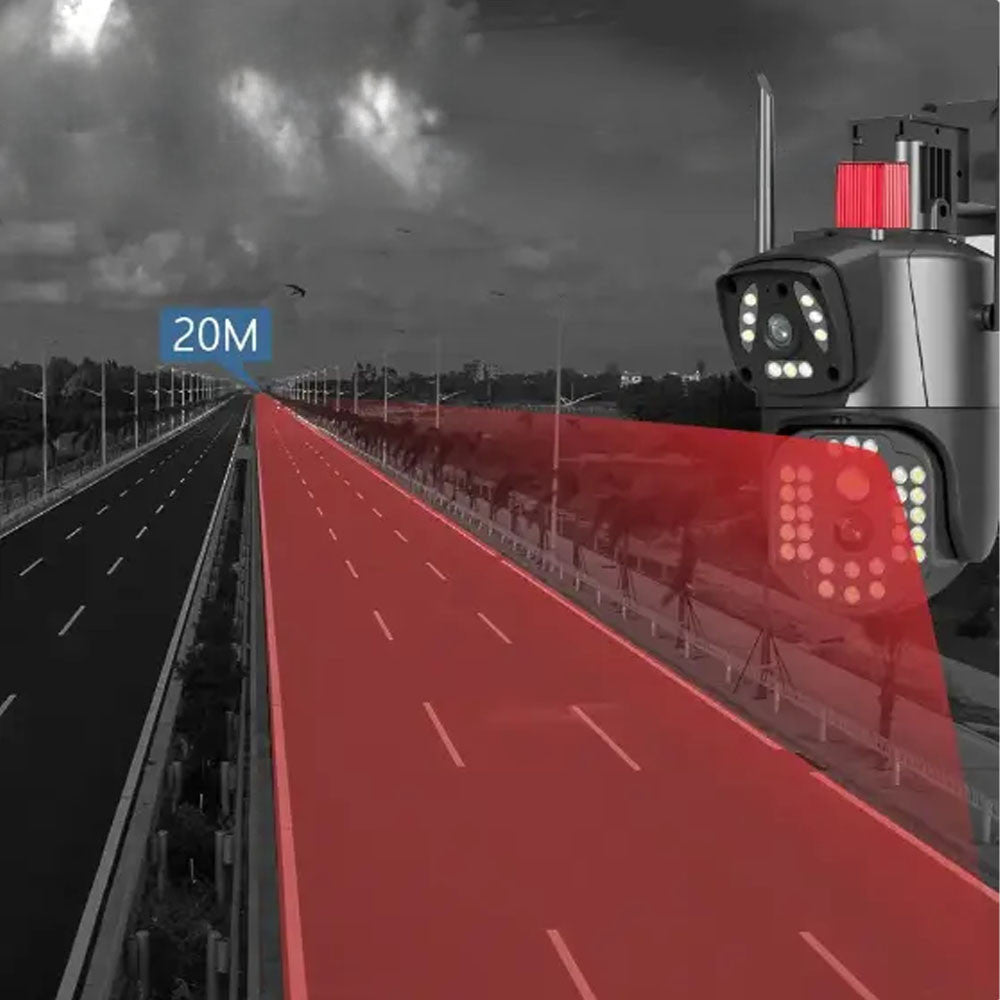 4G камера відеоспостереження вулична, на 2 об'єктиви / Охоронна поворотна IP камера під сім карту