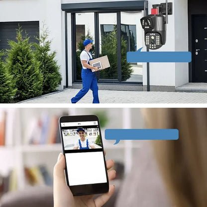 4G камера відеоспостереження вулична, на 2 об'єктиви / Охоронна поворотна IP камера під сім карту