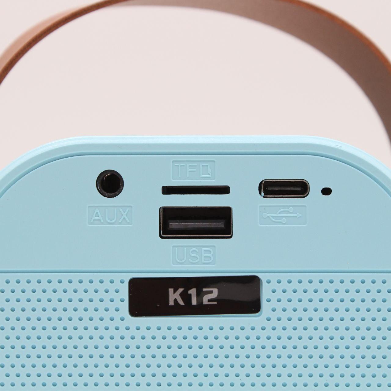 Портативна колонка-караоке з 2 мікрофонами К12, Блакитний / Бездротовий мікрофон з колонкою з підсвічуванням RGB