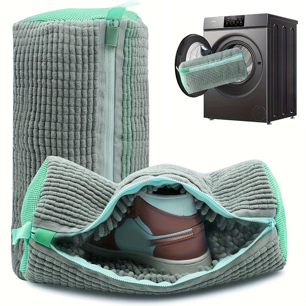 Мішок для прання взуття 39х19см, Сіро-зелений / Захисний чохол для прання кросівок / Сумка-мішок для прання