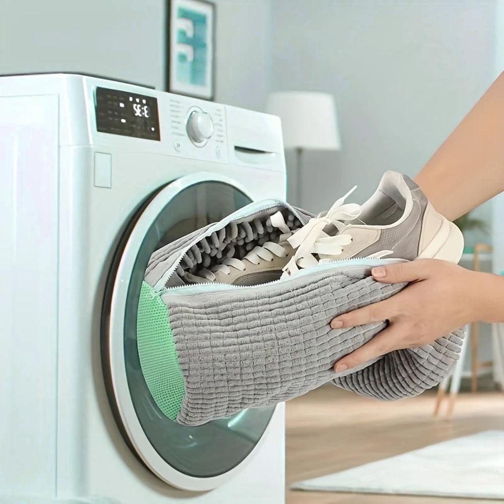 Мішок для прання взуття 39х19см, Сіро-зелений / Захисний чохол для прання кросівок / Сумка-мішок для прання
