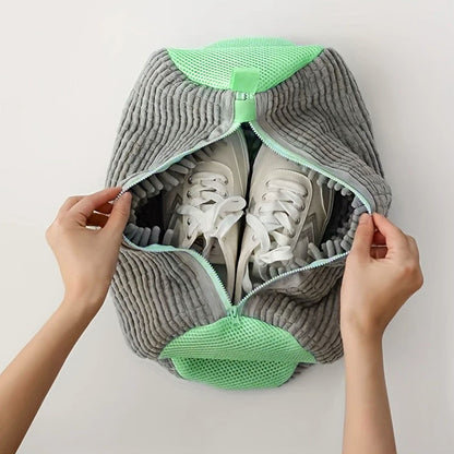 Мішок для прання взуття 39х19см, Сіро-зелений / Захисний чохол для прання кросівок / Сумка-мішок для прання