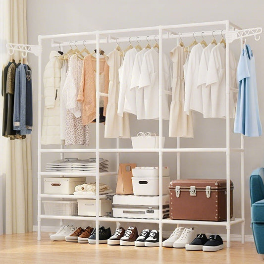 Підлогова вішалка для одягу з полицями, 170х160х36см, RD-9007, Білий / Стійка для одягу / Шафа для одягу