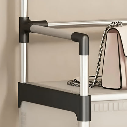 Вішалка підлогова з полицею для взуття, 180х62х28см, Dx6205hb, Чорний з білим / Стійка для одягу / Гардеробна вішалка