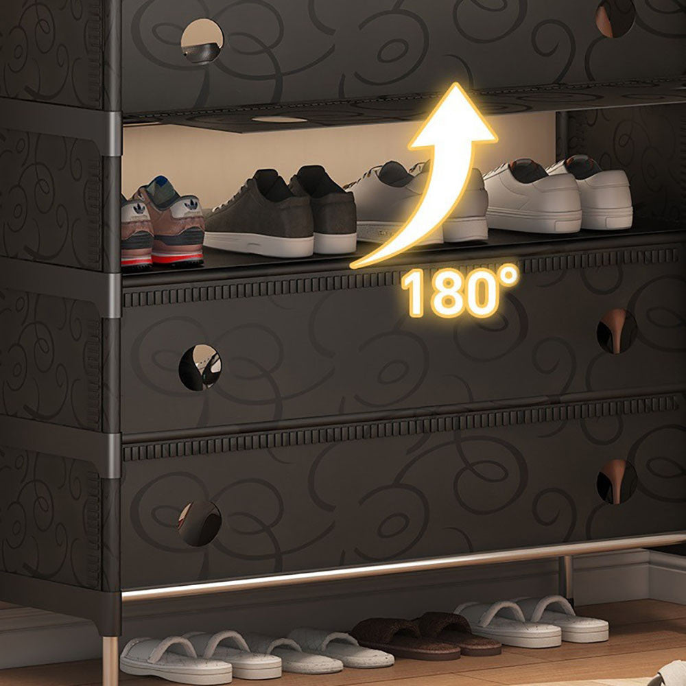 Полиця для взуття на 6 ярусів, 140х62х28см, Чорна / Багатоярусний стелаж для взуття / Взуттєва полиця