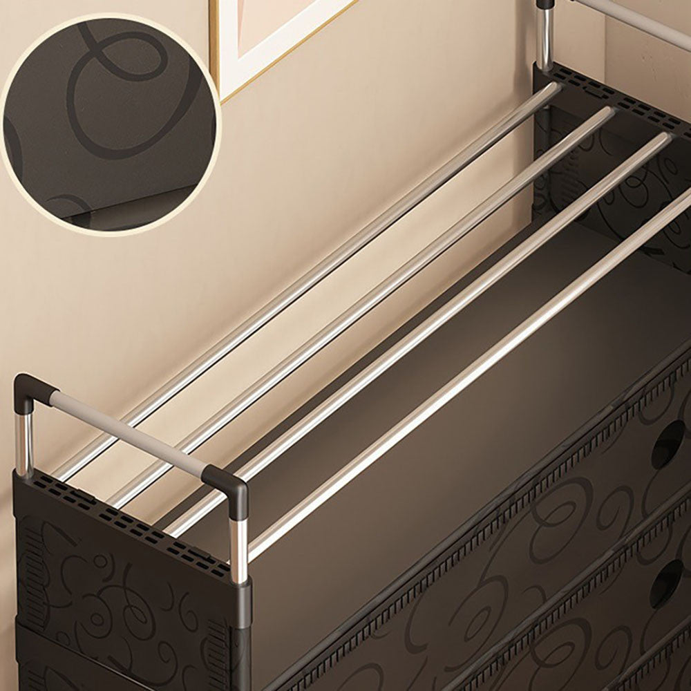 Полиця для взуття на 6 ярусів, 140х62х28см, Чорна / Багатоярусний стелаж для взуття / Взуттєва полиця