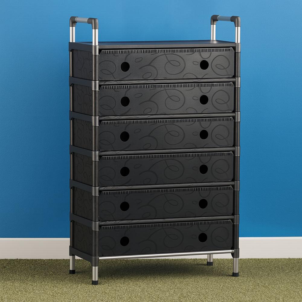 Полиця для взуття на 6 ярусів, 140х62х28см, Чорна / Багатоярусний стелаж для взуття / Взуттєва полиця