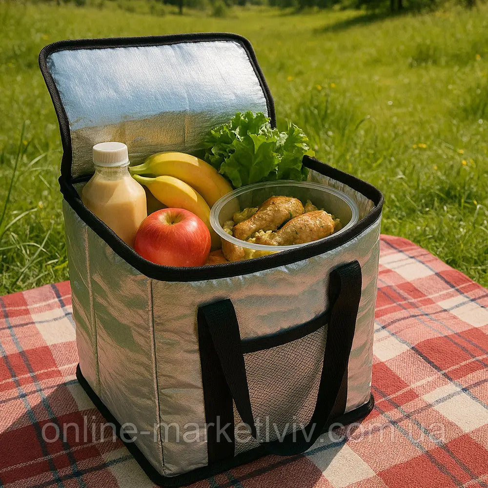Термосумка складна для продуктів та напоїв, 25л / Сумка-холодильник / Терморюкзак з ручками