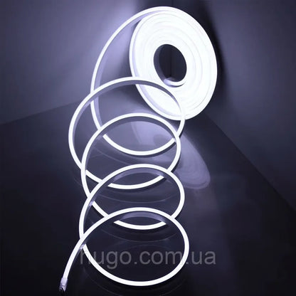 Гнучка неонова стрічка 5 м, LED NEON 12V-220V, Біла / Світлодіодна стрічка силіконова