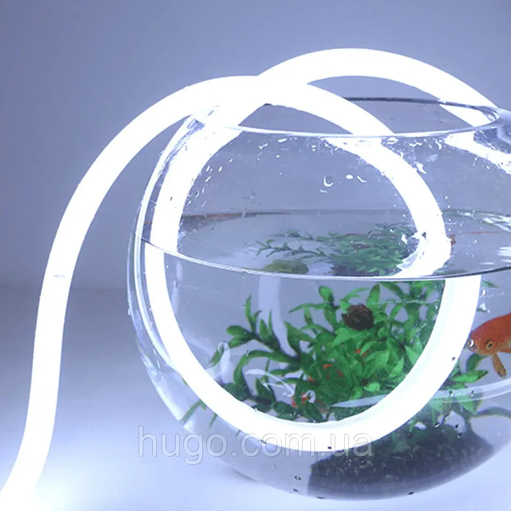 Гнучка неонова стрічка 5 м, LED NEON 12V-220V, Біла / Світлодіодна стрічка силіконова