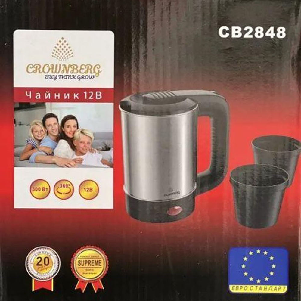 Автомобільний електрочайник від прикурювача 12V, 300W, 500мл, СВ 2848 / Чайник з нержавіючої сталі