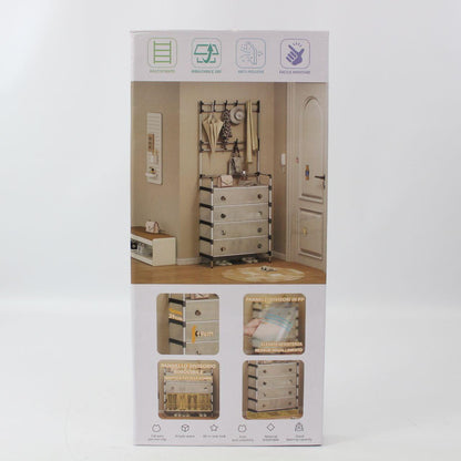 Вішалка підлогова з полицею для взуття, 180х62х28см, Dx6205hb, Чорний з білим / Стійка для одягу / Гардеробна вішалка