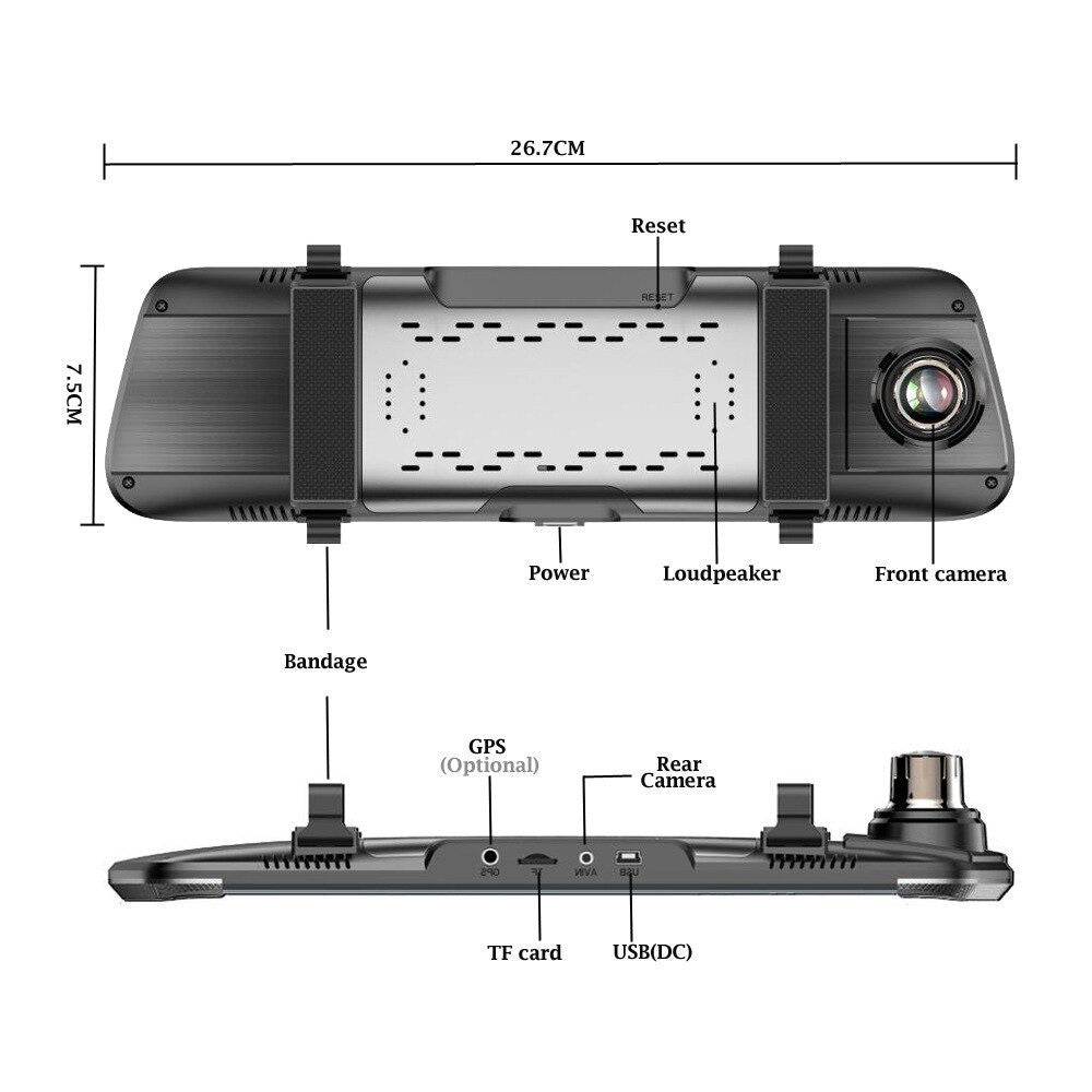 Дзеркало-відеореєстратор із камерою заднього виду H90 H02 / Автомобільний реєстратор із сенсорним екраном