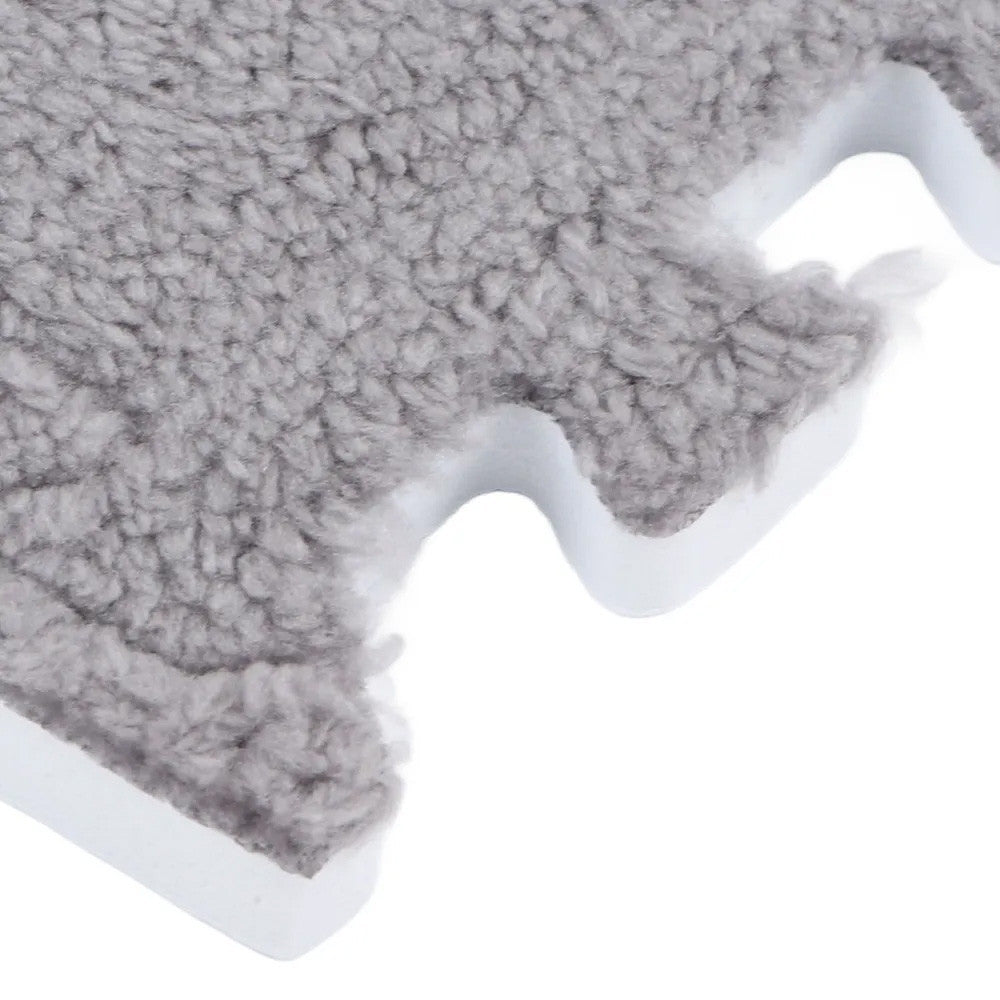 Килимок-пазл з плюшевим покриттям, 10 деталей (30х30см), Сірий / М'який пазл для підлоги / Дитячий килимок-пазл