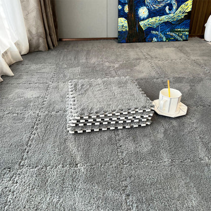 Килимок-пазл з плюшевим покриттям, 10 деталей (30х30см), Сірий / М'який пазл для підлоги / Дитячий килимок-пазл
