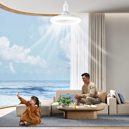 Лампа-вентилятор в патрон Е27 + пульт, CHP-006, Біла / LED люстра з вентилятором / Стельовий лед вентилятор